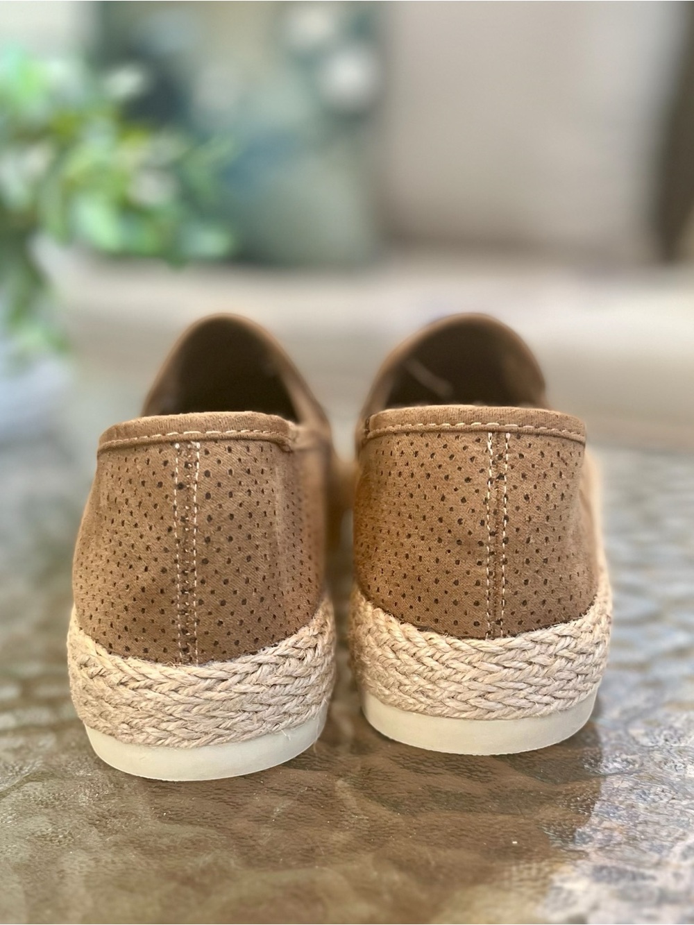 Esprit Nadine Espadrille Slip On Sneakers Tan Perforated Platform 9 - Picture 4 of 8